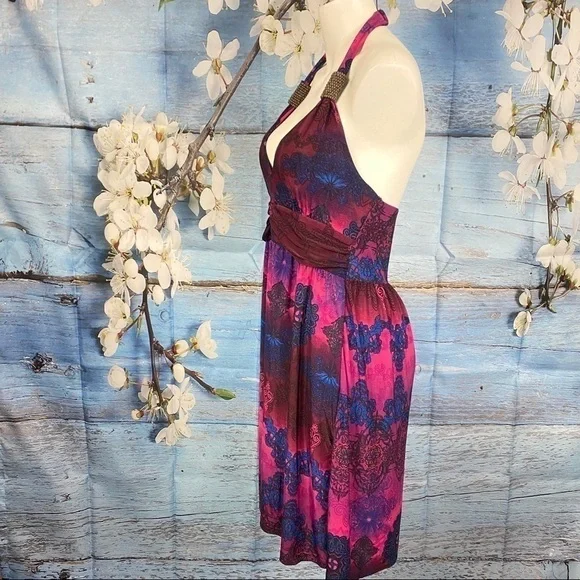 Lagaci Women's Mini Halter Dress Beaded Beach - Picture 3 of 11